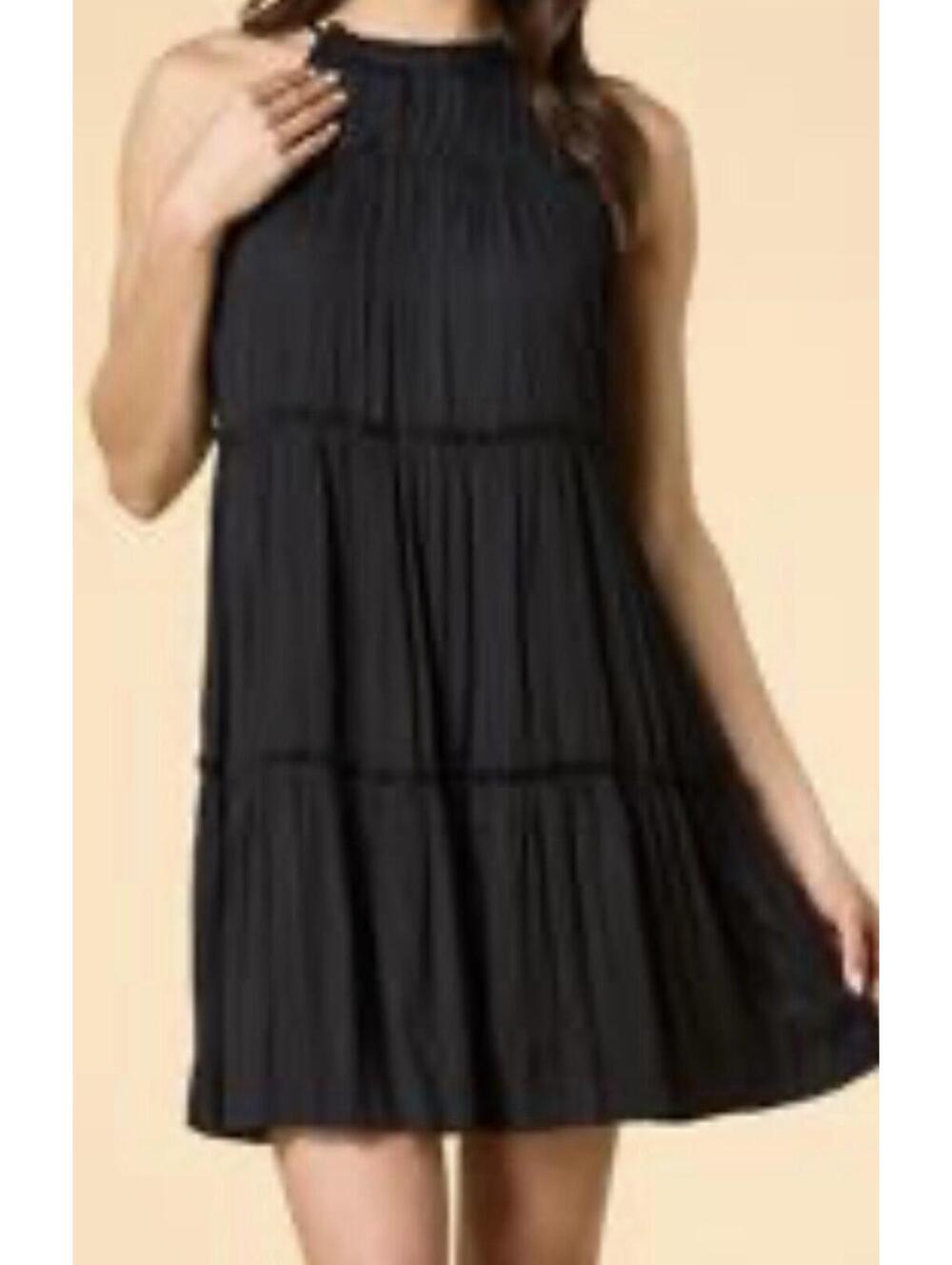 Milibon Black Mini Tiered Dress Small  USA Lined